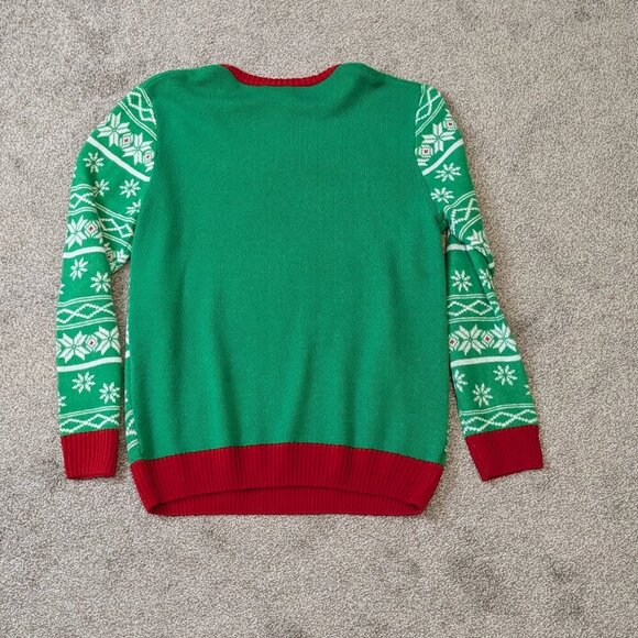 PEANUTS WORLDWIDE Green/Red Snoopy Christmas Holiday Pullover Sweater; Size XL - Picture 2 of 4